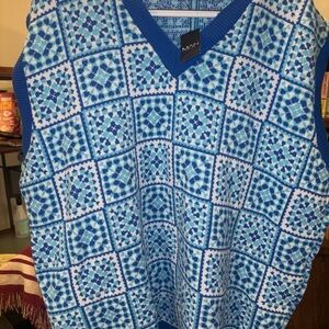 Blue Geometric Patterned Sweater Vest